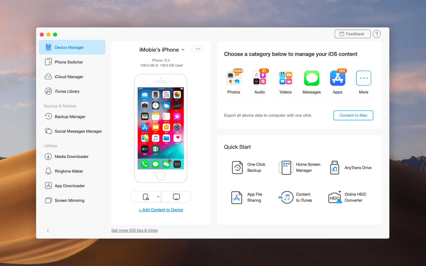 AnyTrans for iOS preview 1 AnyTrans for iOS for Mac — anytrans mac download