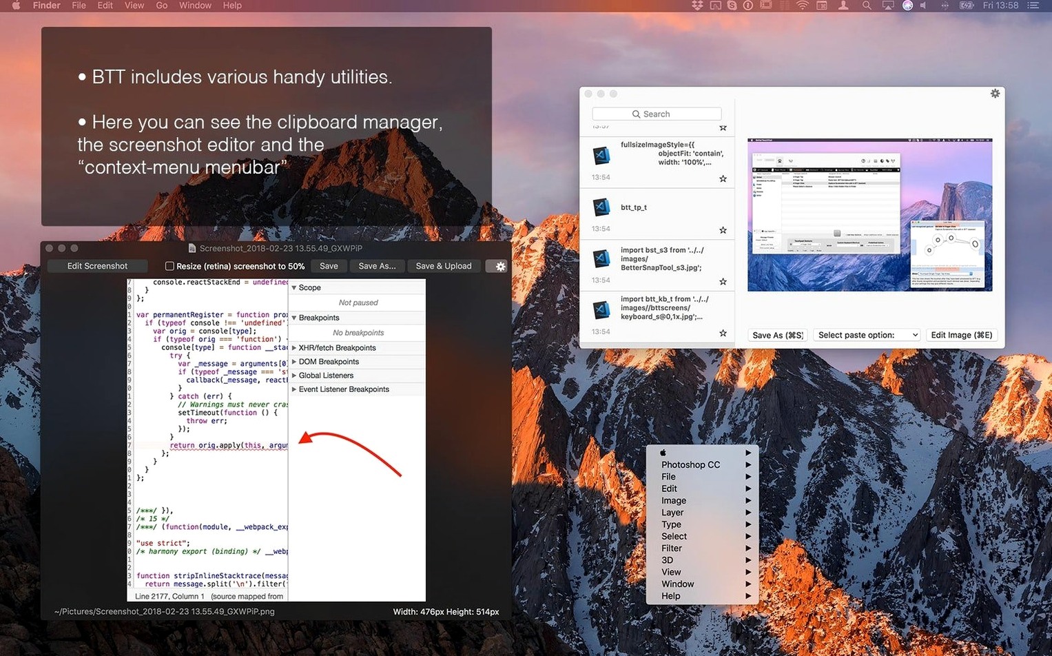BetterTouchTool: picture 2 of 4 Inside BetterTouchTool, view 2