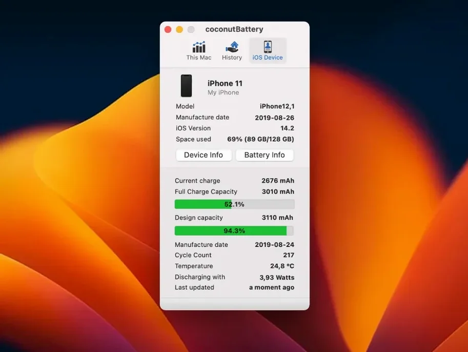 coconutBattery Plus preview 4 coconutBattery Plus 4.4.0 screenshot 4