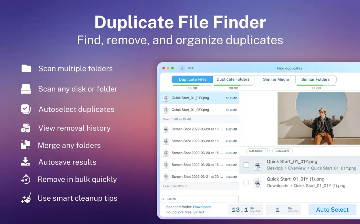 Duplicate File Finder Pro preview 1 finder window: primary view