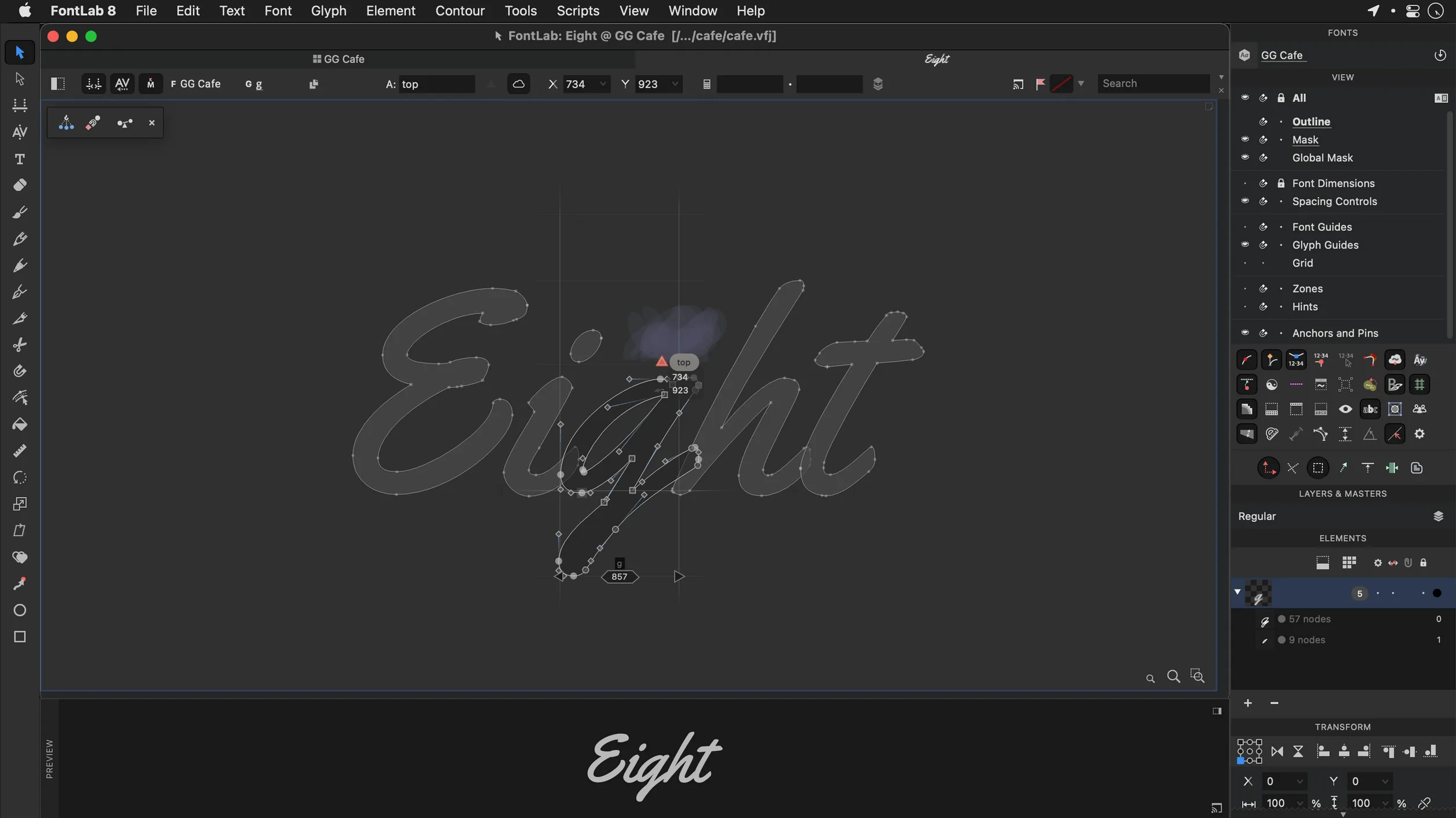 FontLab: picture 2 of 4 Inside FontLab, view 2