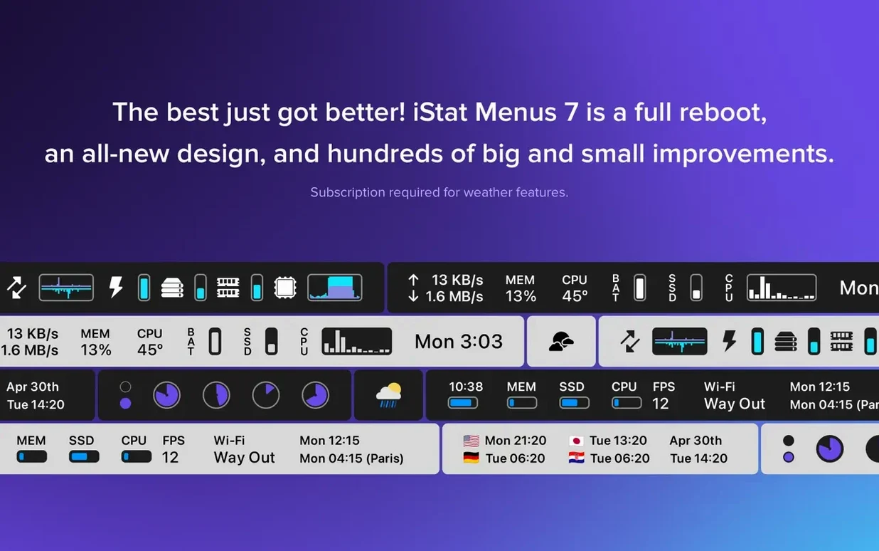 iStat Menus preview 2 iStat Menus 7.50 screenshot 2