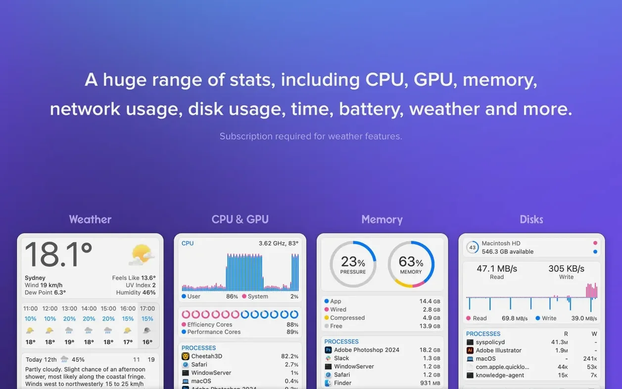 iStat Menus preview 4 iStat Menus 7.50 screenshot 4