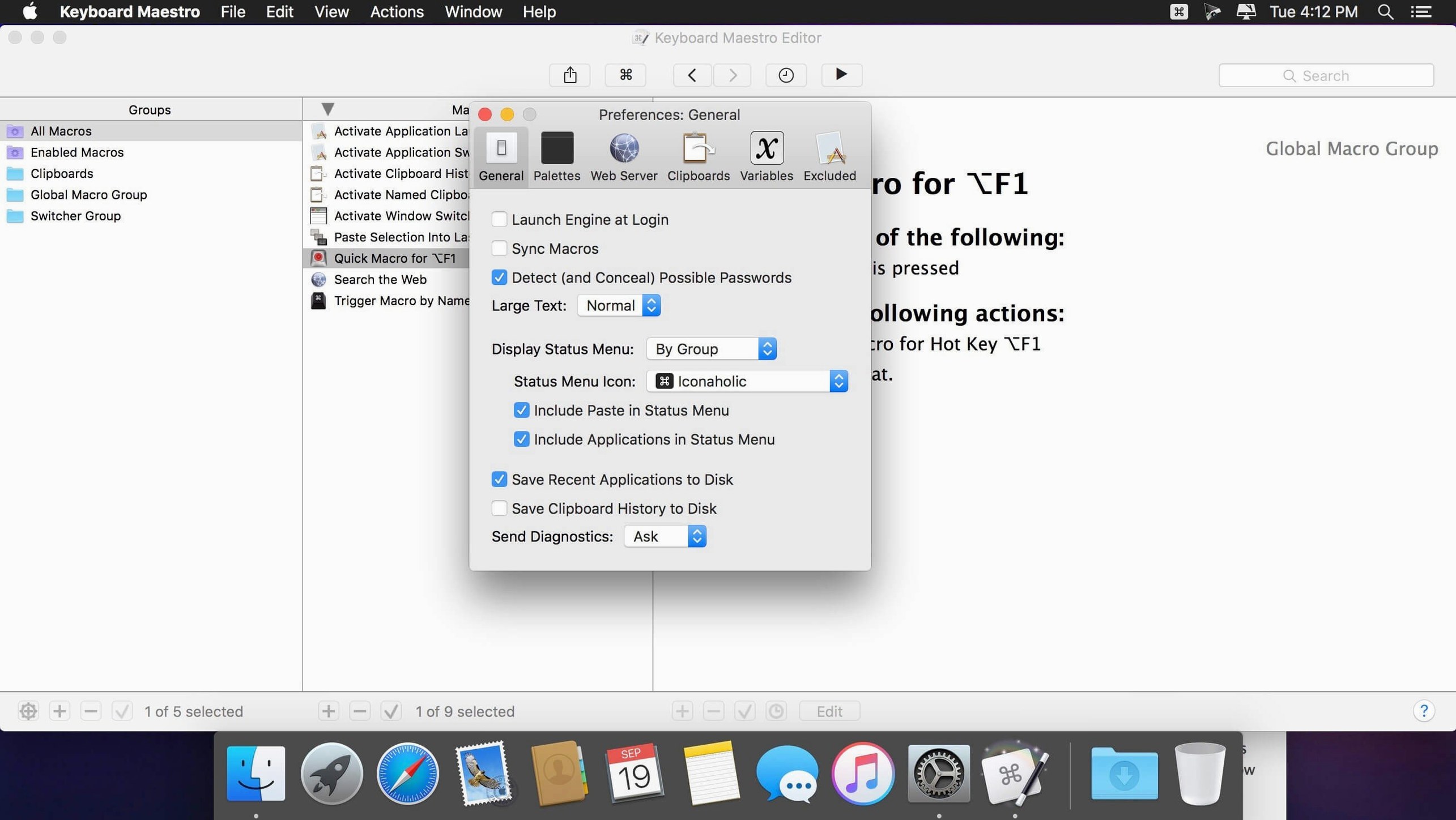 Keyboard Maestro: picture 2 of 3 Inside Keyboard Maestro, view 2