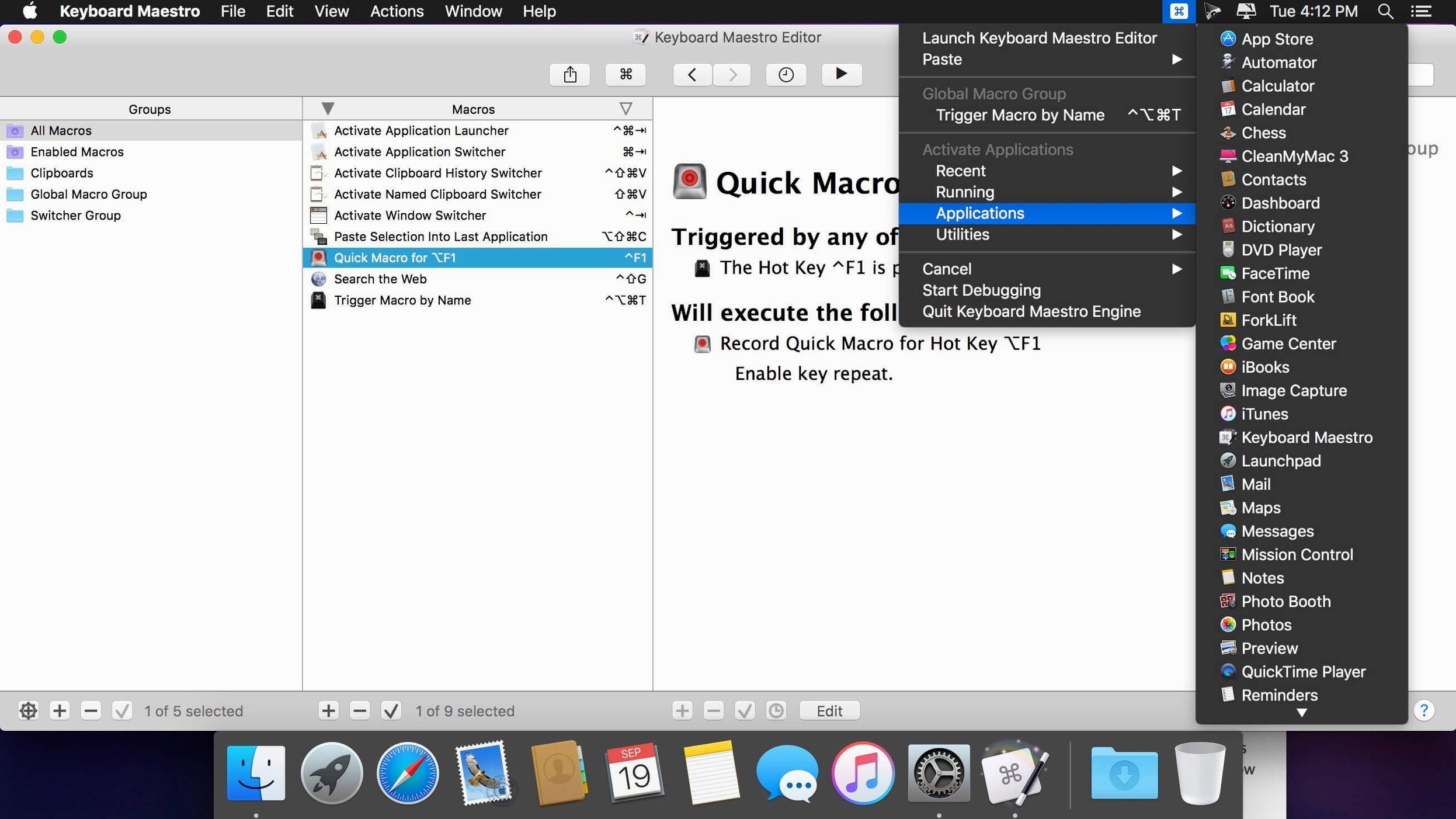 Keyboard Maestro: picture 3 of 3 Inside Keyboard Maestro, view 3