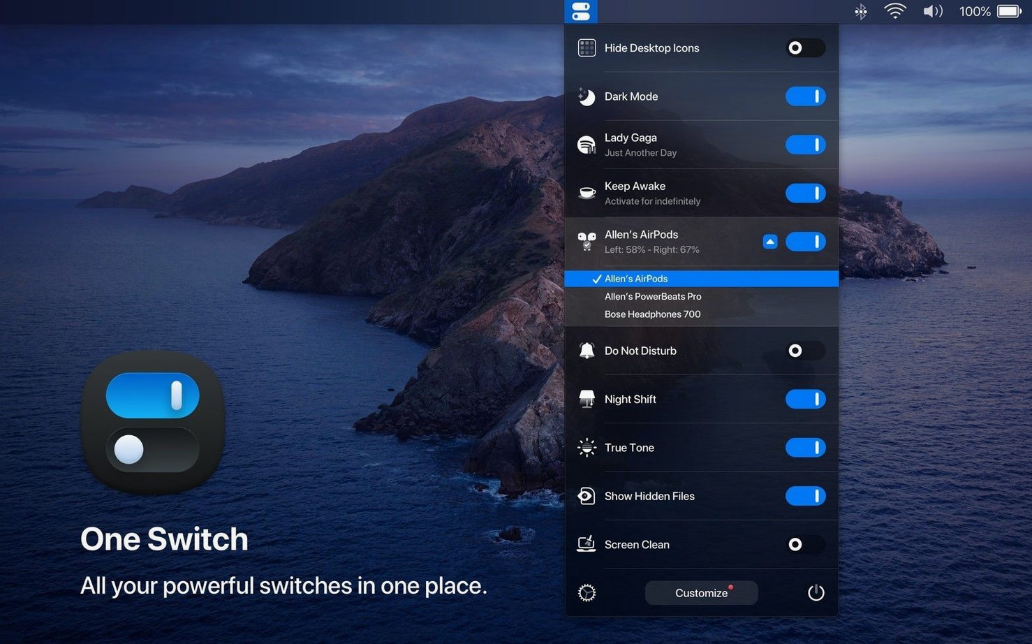 One Switch: picture 1 of 4 one switch mac app: primary view