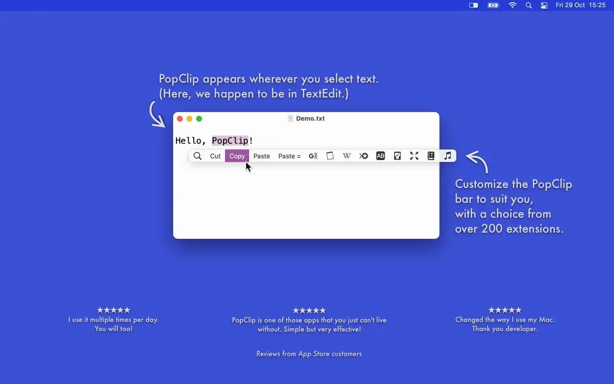 PopClip: picture 1 of 2 PopClip for Mac — popclip download