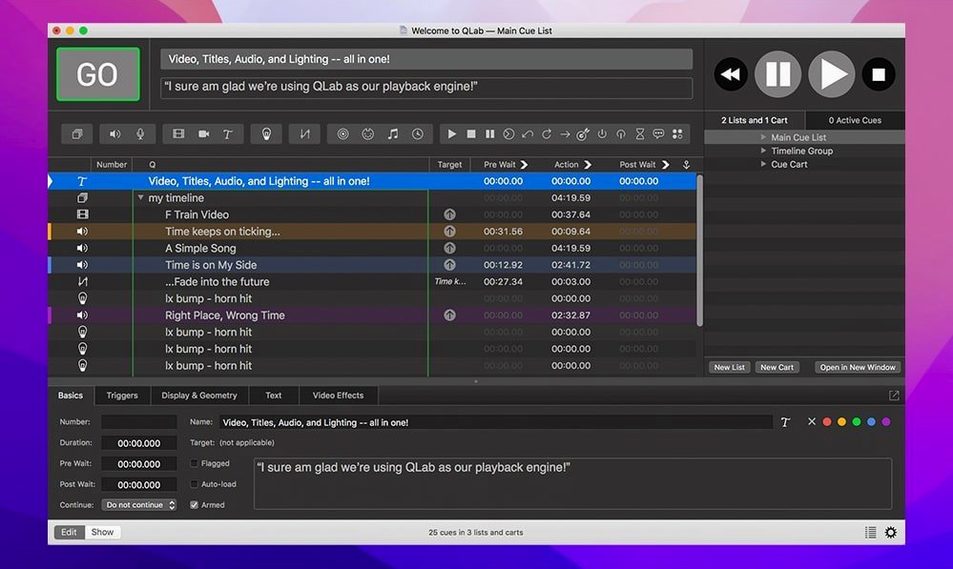 QLab: picture 1 of 4 qlab download mac: primary view