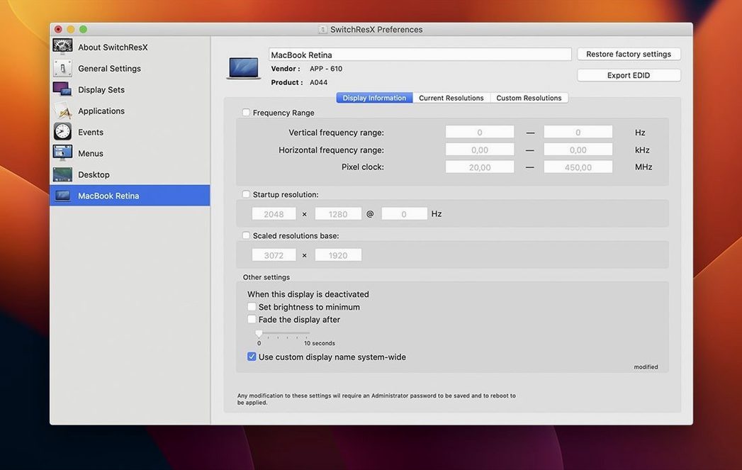 SwitchResX preview 2 SwitchResX 4.14.2 screenshot 2